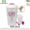 Plástico al por mayor para ir taza de la coctelera de ensalada con la bifurcación (HDP-2018)